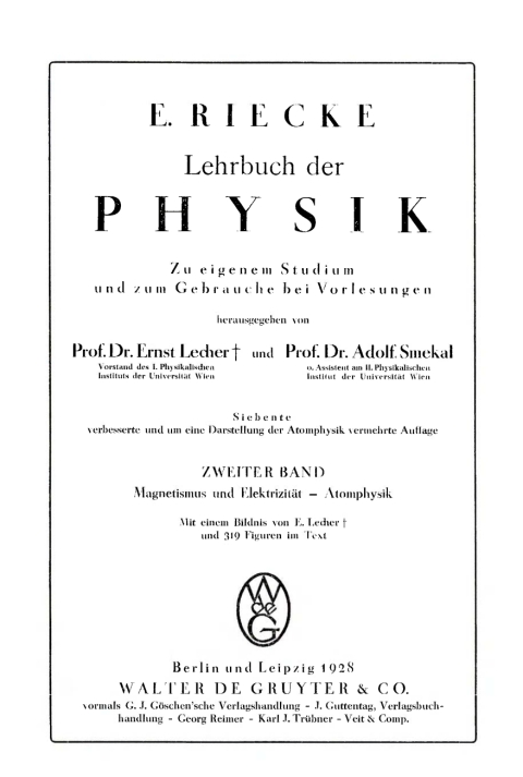 Cover image for book Magnetismus und Elektrizität - Atomphysik