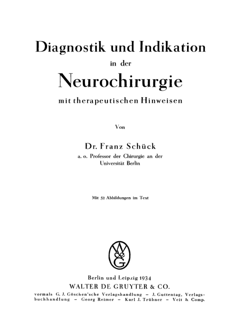 Cover image for book Diagnostik und Indikation in der Neurochirurgie mit therapeutischen Hinweisen