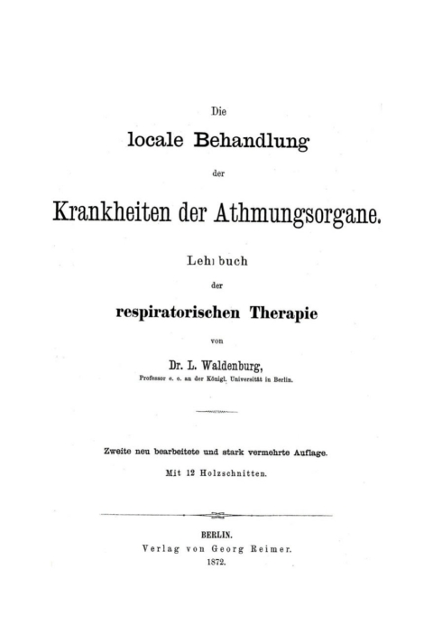 Cover image for book Die locale Behandlung der Krankheiten der Athmungsorgane