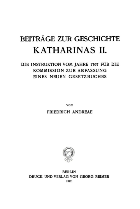 Cover image for book Beiträge zur Geschichte Katharinas II.