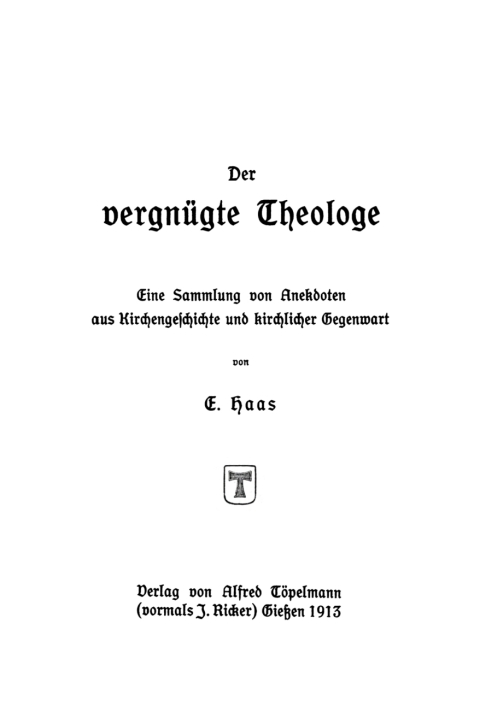 Cover image for book Der vergnügte Theologe