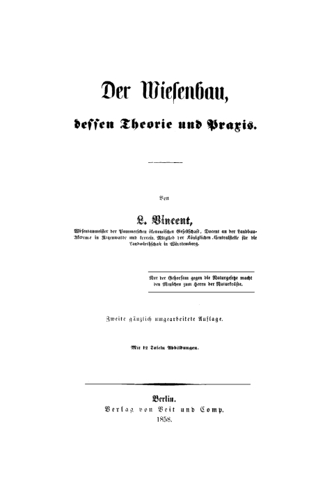 Cover image for book Der Wiesenbau, dessen Theorie und Praxis