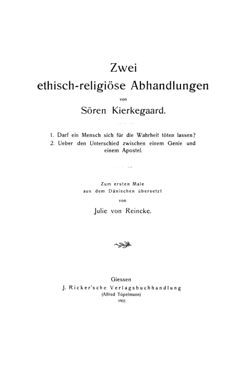 Cover image for book Zwei ethisch-religiöse Abhandlungen