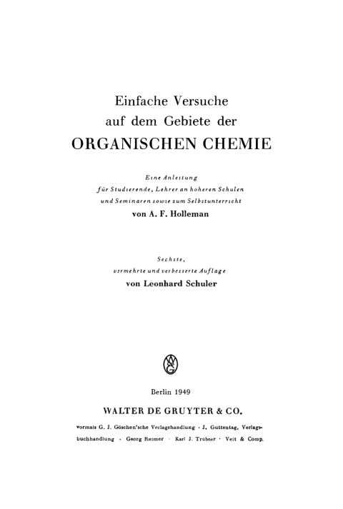 Cover image for book Einfache Versuche auf dem Gebiete der organischen Chemie