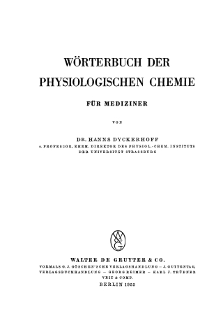 Wörterbuch der physiologischen Chemie für Mediziner