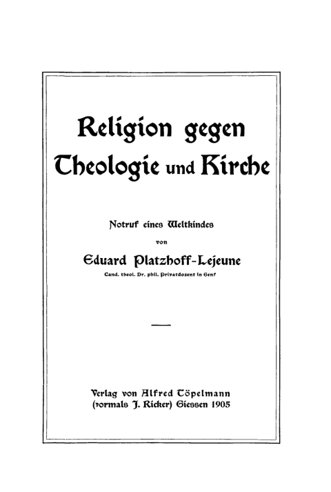 Cover image for book Religion gegen Theologie und Kirche