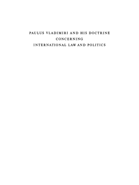 Cover image for book Paulus Vladimiri and his doctrine concerning international law and politics