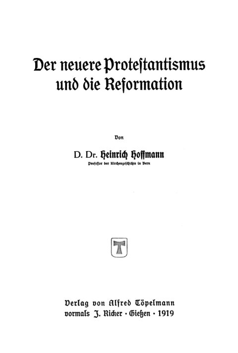 Cover image for book Der neuere Protestantismus und die Reformation