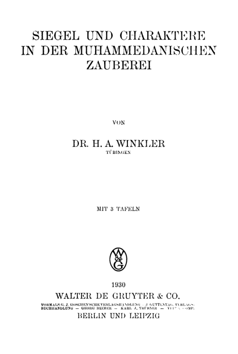 Siegel und Charaktere in der muhammedanischen Zauberei 