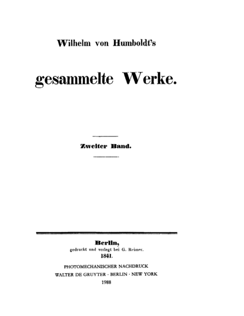 Cover image for book Wilhelm von Humboldt: Gesammelte Werke. Band 2