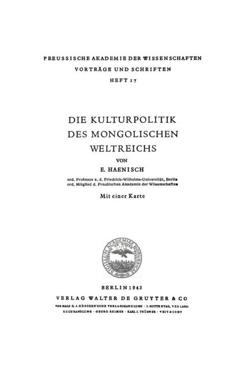 Cover image for book Die Kulturpolitik des mongolischen Weltreichs