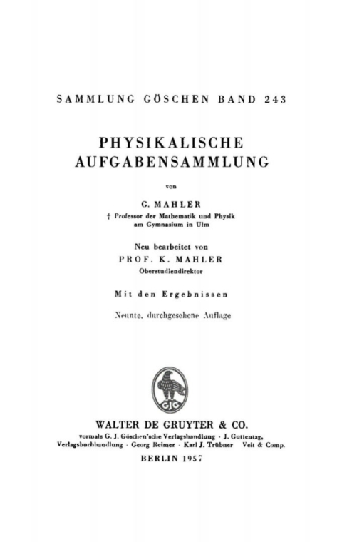 Cover image for book Physikalische Aufgabensammlung