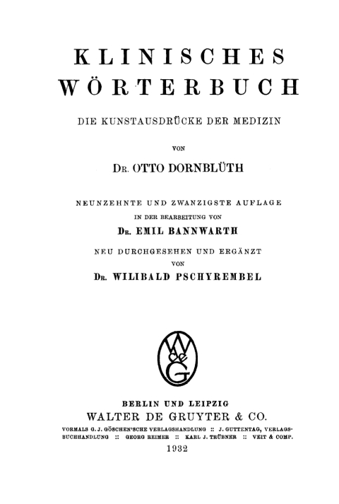 Cover image for book Klinisches Wörterbuch