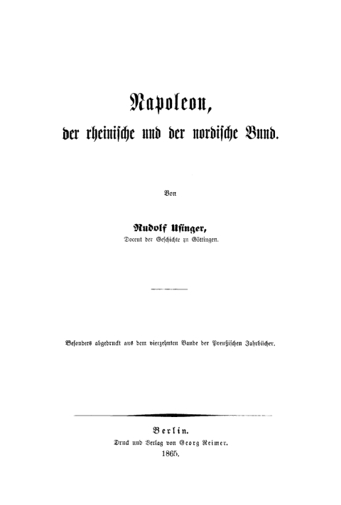 Cover image for book Napoleon, der rheinische und nordische Bund