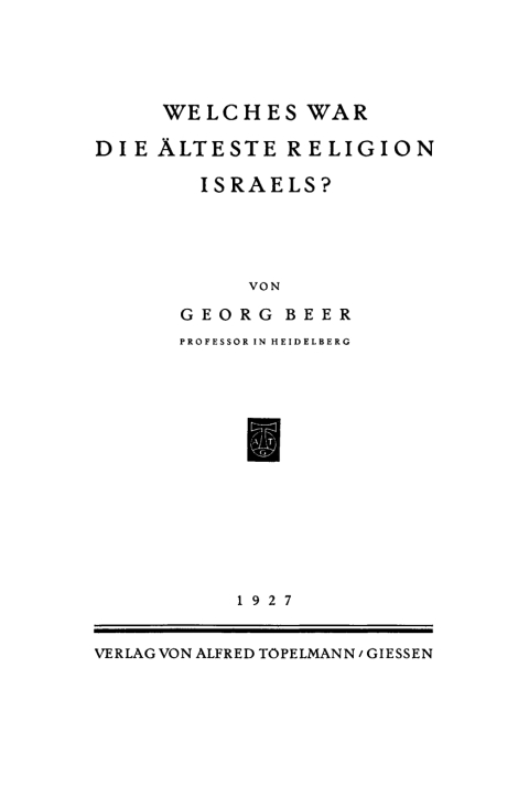Cover image for book Welches war die älteste Religion Israels
