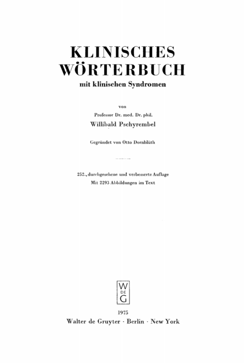 Cover image for book Klinisches Wörterbuch