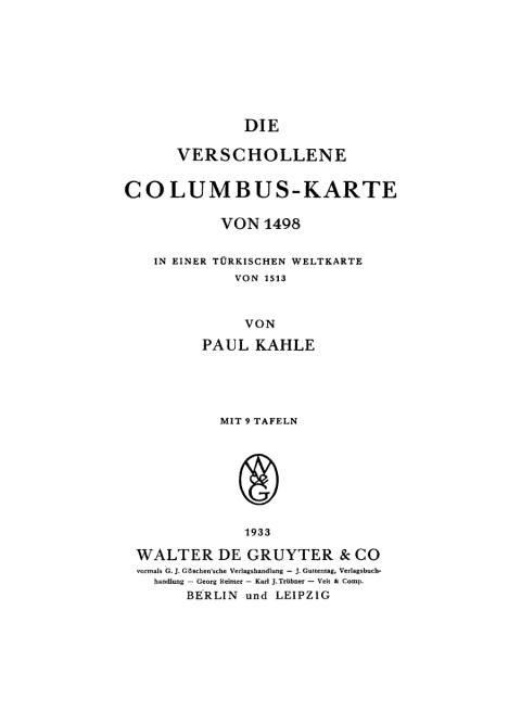 Cover image for book Die verschollene Columbus-Karte von 1498 in einer türkischen Weltkarte von 1513