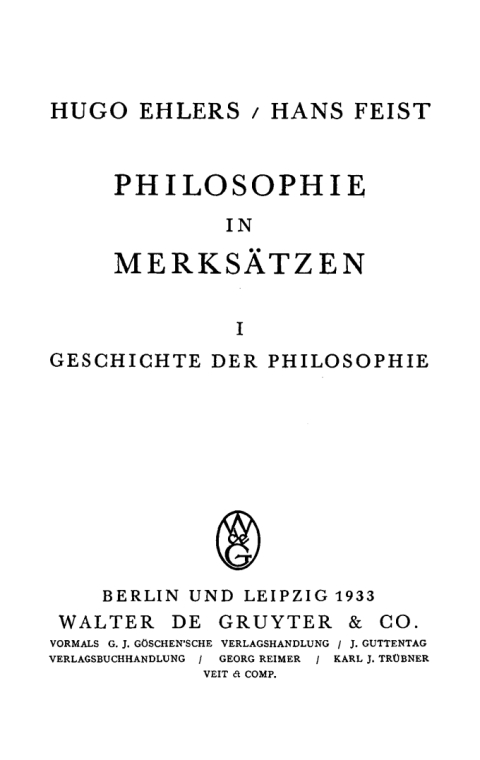 Cover image for book Philosophie in Merksätzen, Teil 1: Geschichte der Philosophie