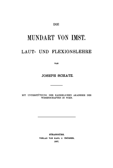 Cover image for book Die Mundart von Imst
