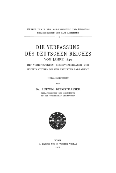 Cover image for book Die Verfassung des Deutschen Reiches vom Jahre 1849