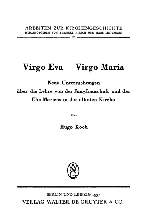 Cover image for book Virgo Eva - Virgo Maria