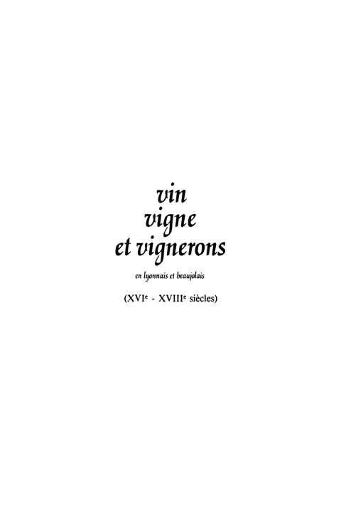 Cover image for book Vin, vigne et vignerons