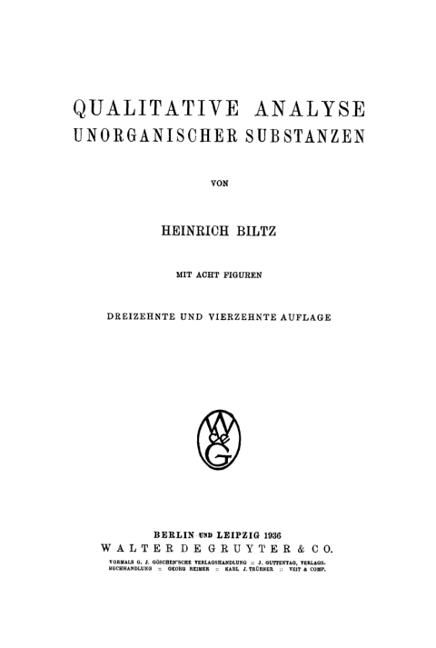 Cover image for book Qualitative Analyse anorganischer Substanzen