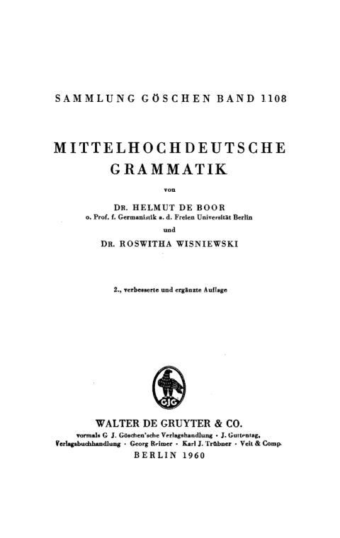 Cover image for book Mittelhochdeutsche Grammatik