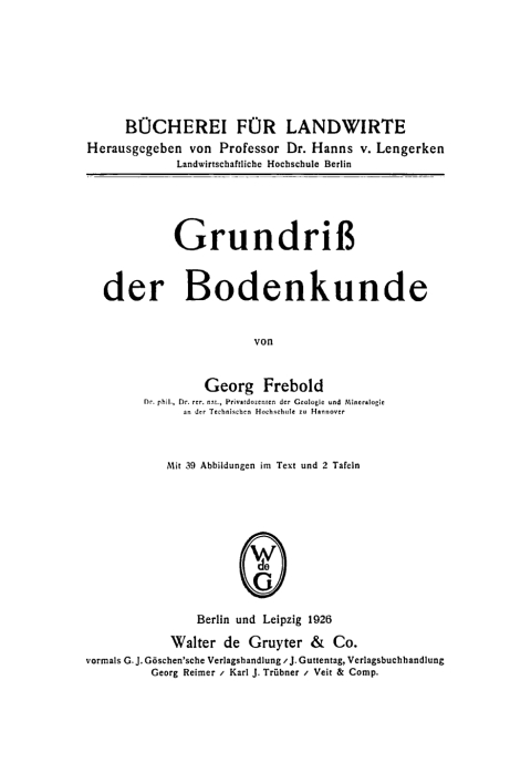Cover image for book Grundriß der Bodenkunde
