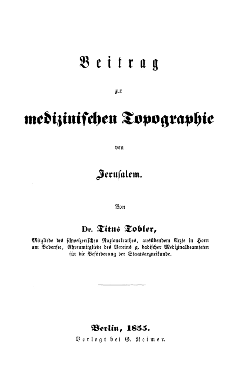 Cover image for book Beitrag zur medizinischen Topographie von Jerusalem
