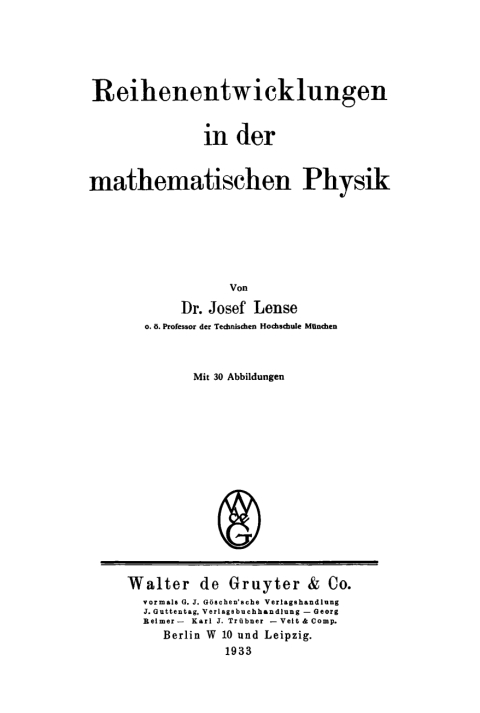Cover image for book Reihenentwicklung in der mathematischen Physik