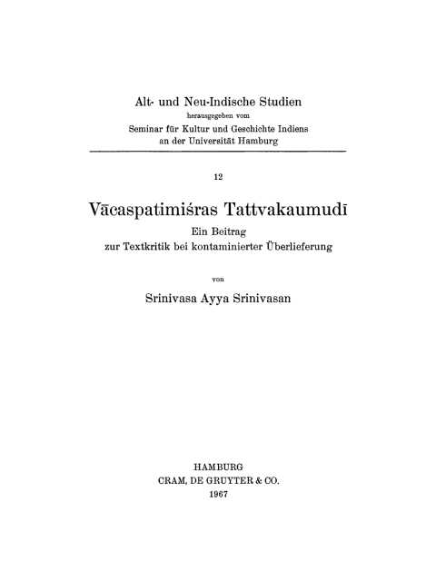 Cover image for book Vācaspatimiśras Tattvakaumudī