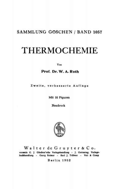 Cover image for book Thermochemie