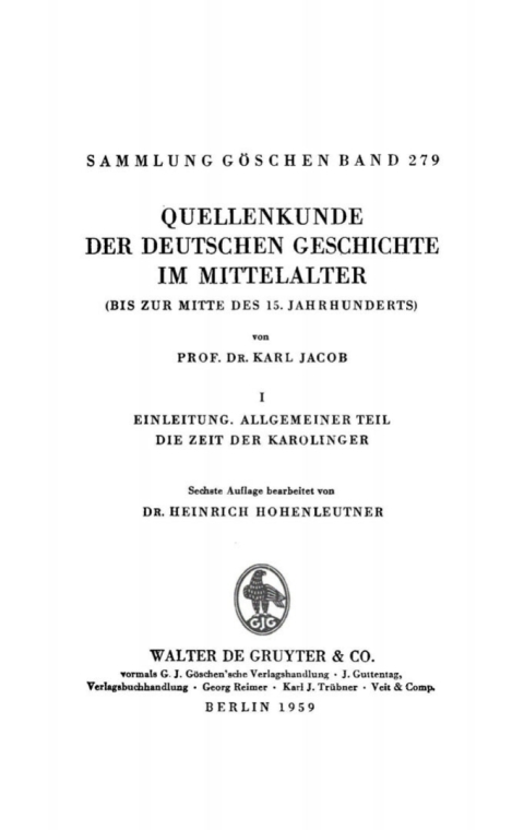 Cover image for book Einleitung, allgemeiner Teil, die Zeit der Karolinger
