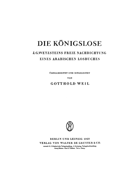Cover image for book Die Königslose