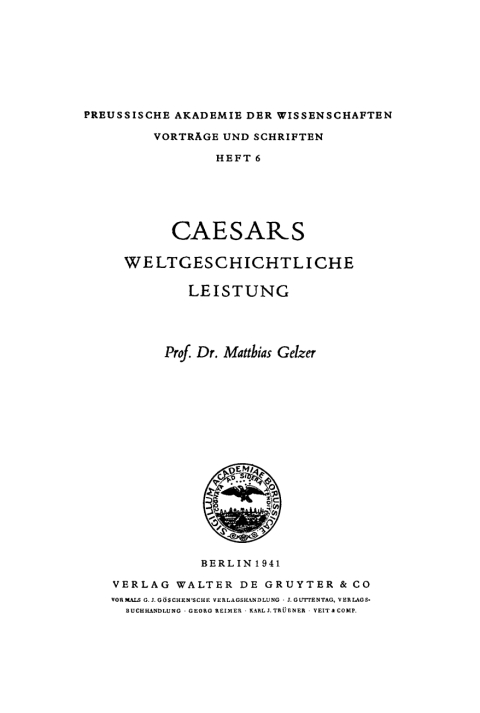 Cover image for book Caesars weltgeschichtliche Leistung