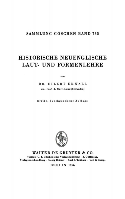 Cover image for book Historische neuenglische Laut- und Formenlehre