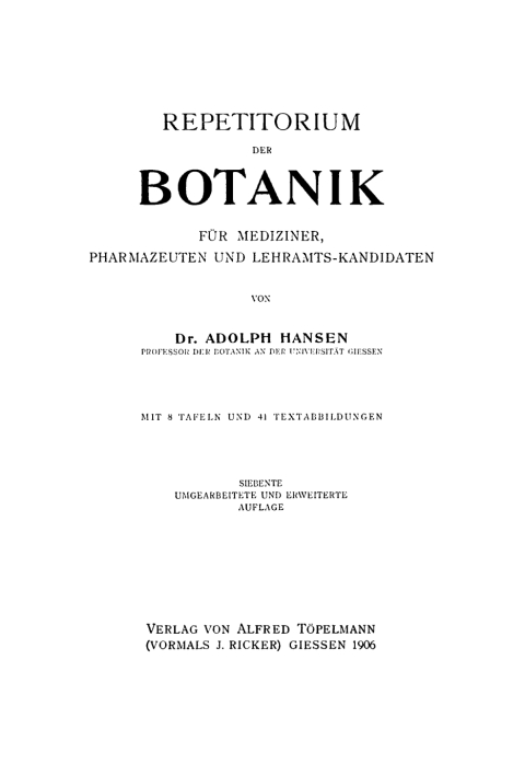 Cover image for book Repetitorium der Botanik