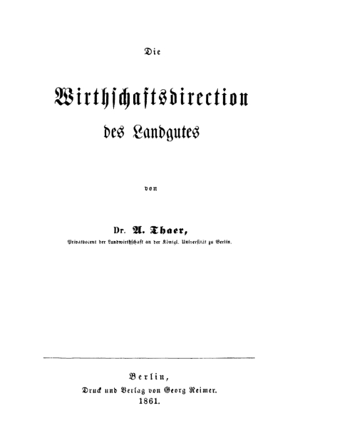 Cover image for book Die Wirtschaftsdirection des Landgutes