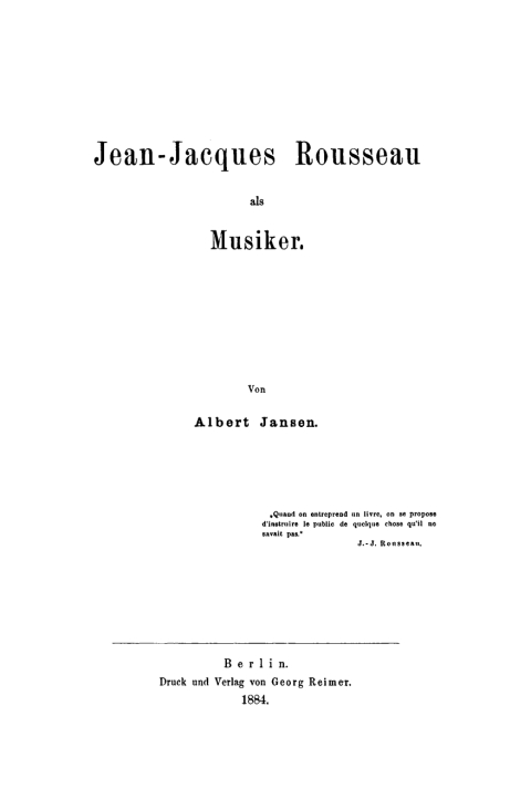 Cover image for book Jean-Jacques Rousseau als Musiker