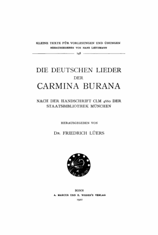 Die deutschen Lieder der Carmina Burana