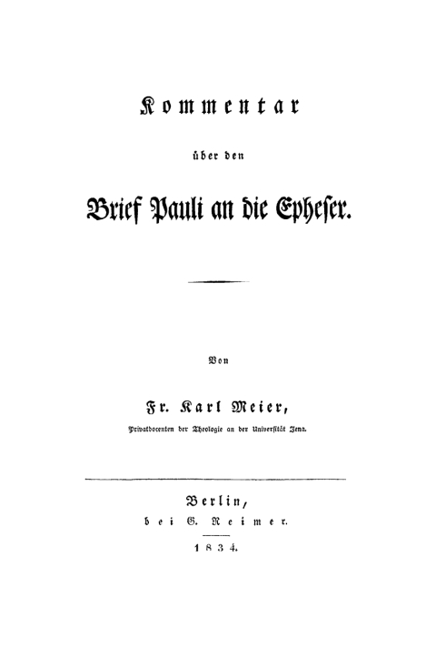 Cover image for book Kommentar über den Brief Pauli an die Epheser