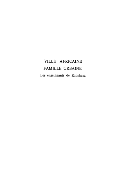 Cover image for book Ville africaine, famille urbaine