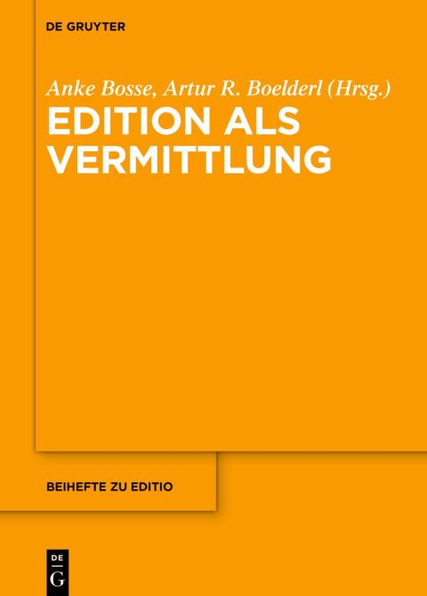 Cover image for book Edition als Vermittlung