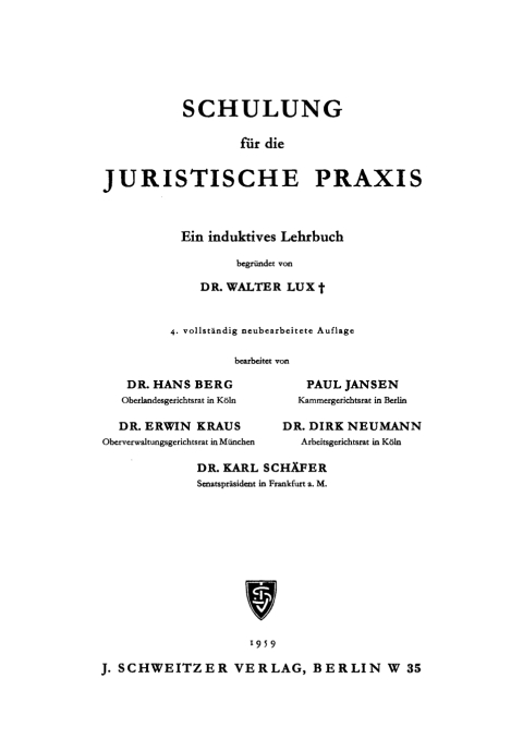 Cover image for book Schulung für die Juristische Praxis