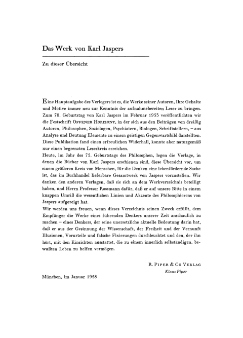 Cover image for book Karl Jaspers. Festschrift Karl Jaspers