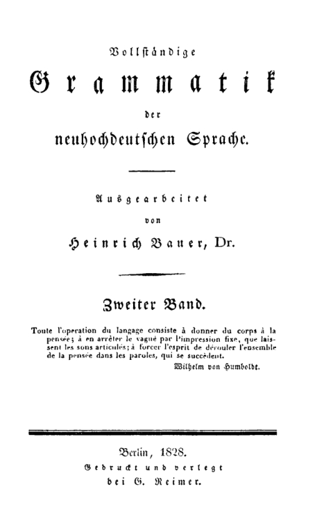 Cover image for book Heinrich Bauer: Vollständige Grammatik der neuhochdeutschen Sprache. Band 2