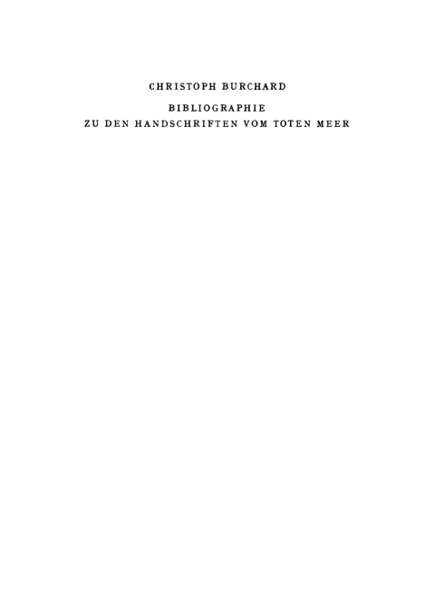 Cover image for book Bibliographie zu den Handschriften vom Toten Meer