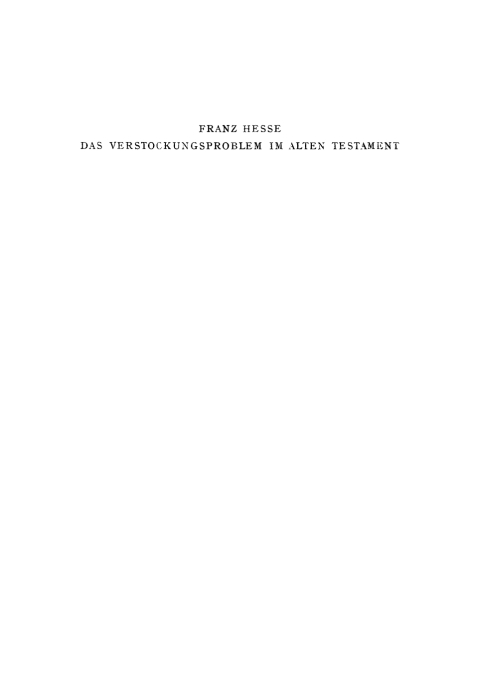 Cover image for book Das Verstockungsproblem im Alten Testament