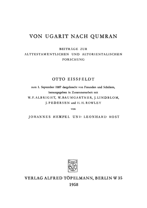 Cover image for book Von Ugarit nach Qumran
